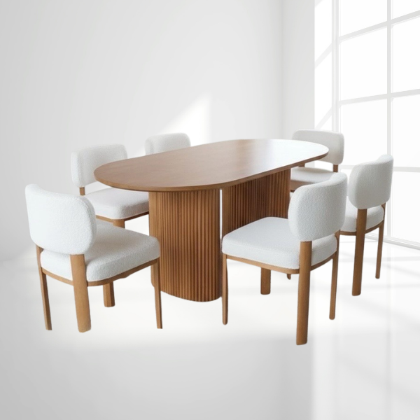 ชุดโต๊ะอาหารไม้ 6 ที่นั่ง WISDOM DESIGN FURNITURE รุ่น FUJI 180 ซม. สีบีช